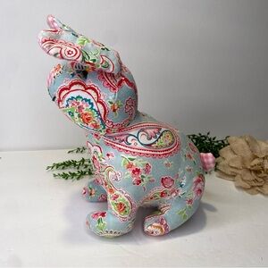 Zara Home Pink Blue White Yellow Paisley Print Plush Bunny Rabbit